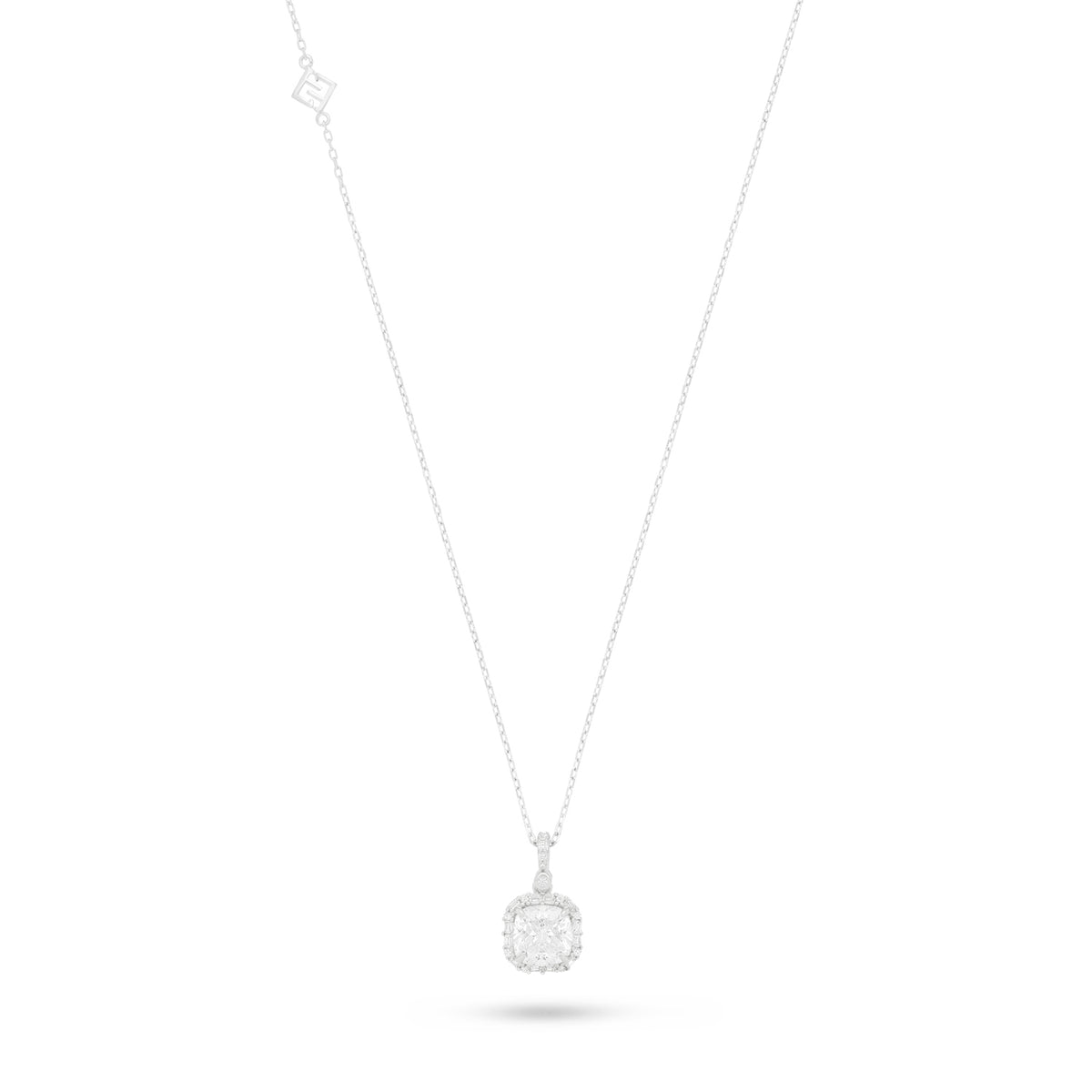 Sterling Silver 925 Necklace Rhodium Plated Embedded With White Zircon