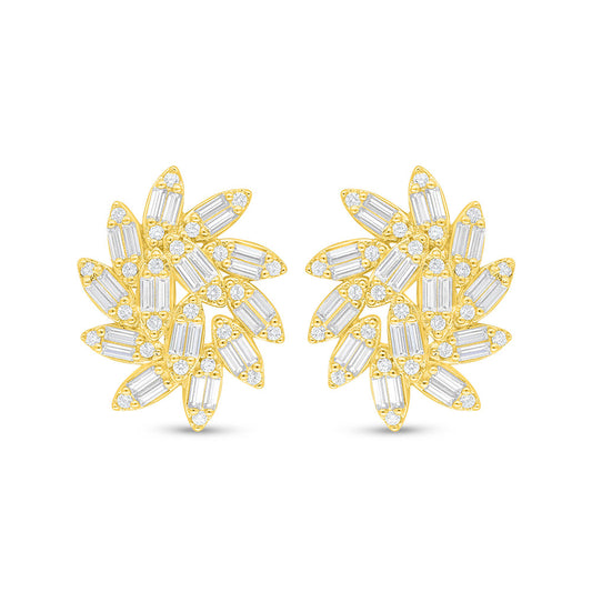 Sterling Silver 925 Earring Golden Plated Embedded With White Zircon