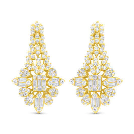 Sterling Silver 925 Earring Golden Plated Embedded With White Zircon