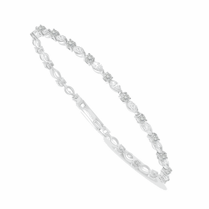 Sterling Silver 925 Bracelet Rhodium Plated Embedded With Diamond And White Zircon