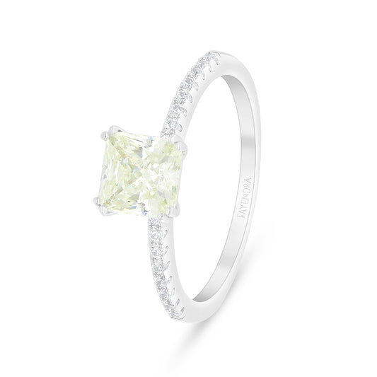 Sterling Silver 925 Ring Rhodium Plated Embedded With Diamond Zircon And White Zircon