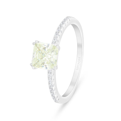 Sterling Silver 925 Ring Rhodium Plated Embedded With Diamond Zircon And White Zircon