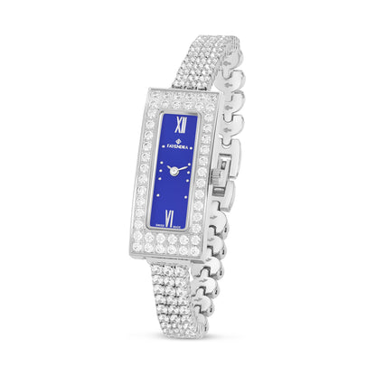 Stainless Steel 316L Watch Silver Color Embedded With White Zircon - BLUE MOP DIAL