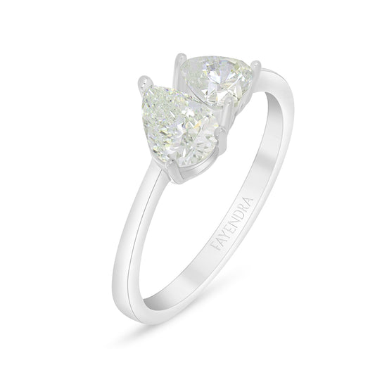 Sterling Silver 925 Ring Rhodium Plated Embedded With Diamond Zircon And White Zircon