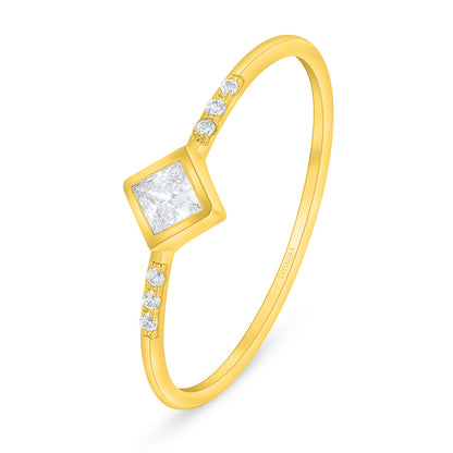 Sterling Silver 925 Ring Golden Plated Embedded With White Zircon