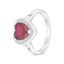 Sterling Silver 925 SET Rhodium Plated Embedded With Ruby Corundum And White CZ