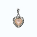 Sterling Silver 925 Pendant Embedded With Natural Pink Shell And Marcasite Stones