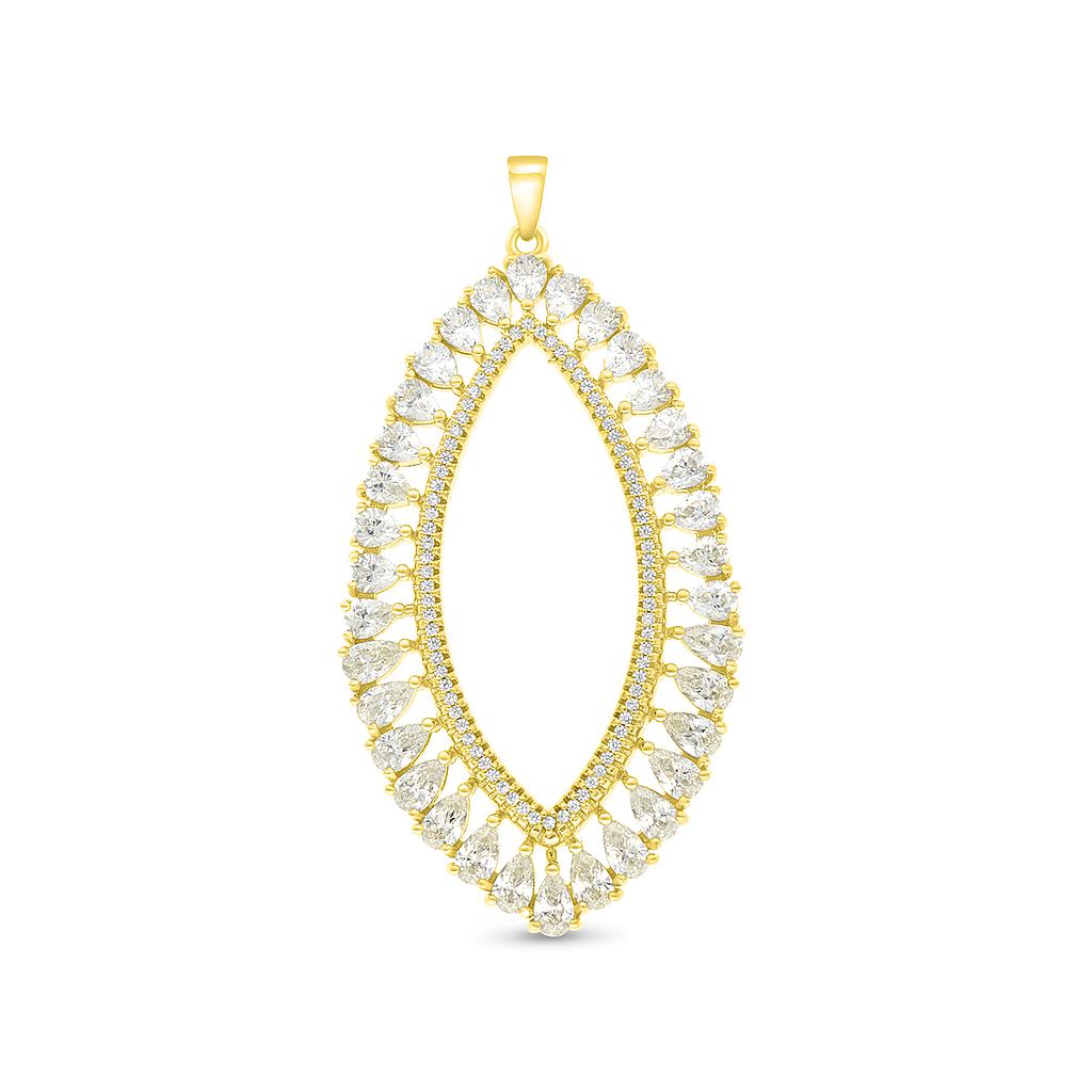 Sterling Silver 925  Pendant  Gold Plated With Yellow Zircon And White CZ