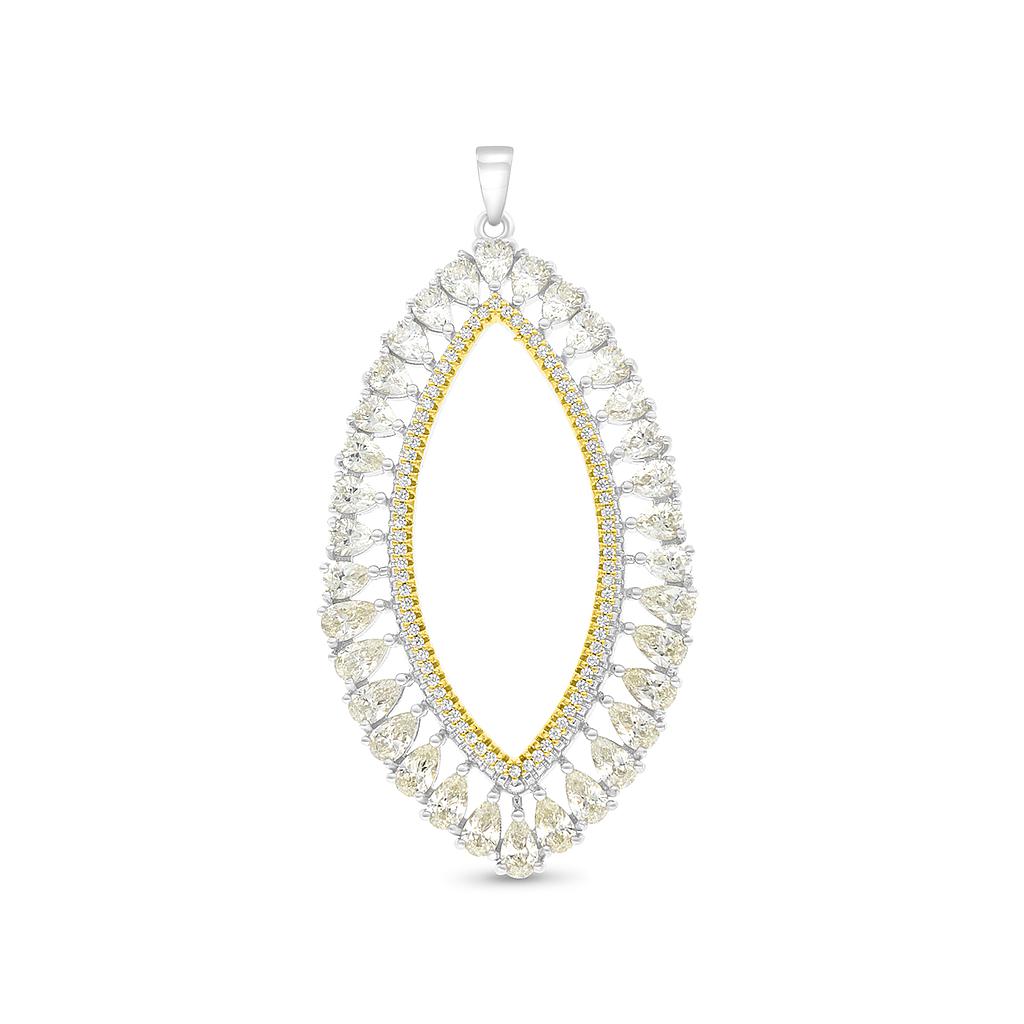 Sterling Silver 925 Pendant Rhodium And Gold Plated With Yellow Zircon And White CZ