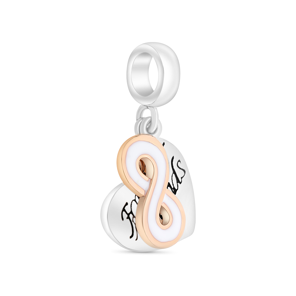 Sterling Silver 925 Pendant Rhodium And Rose Gold Plated Embedded With White CZ