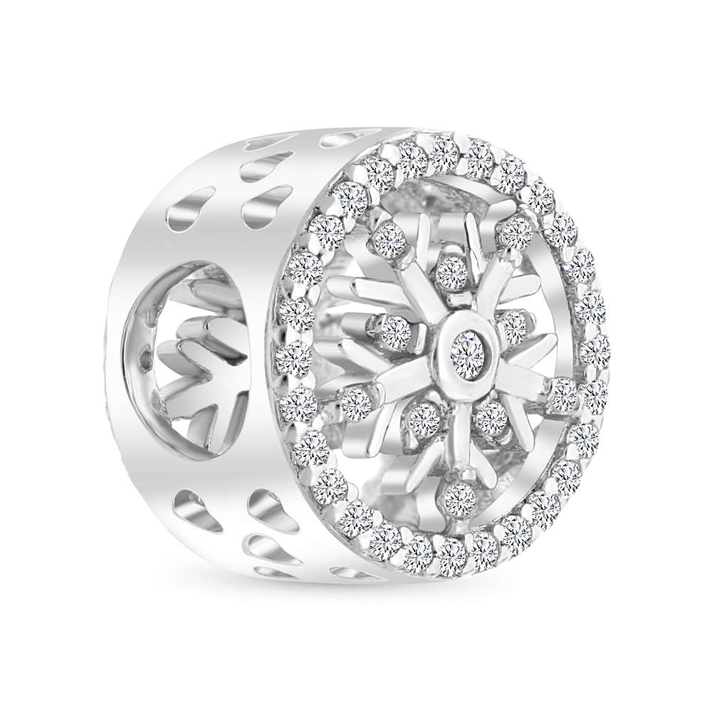 Sterling Silver 925 CHARM Rhodium Plated Embedded With White CZ