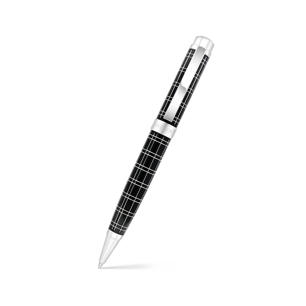 Fayendra Pen Rhodium Plated  And black lacquer
