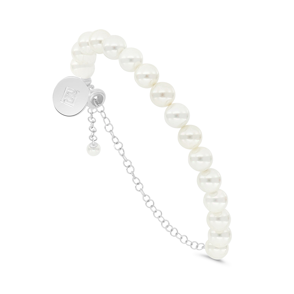 Sterling Silver 925 Bracelet Rhodium Plated Embedded With White natural Pearl