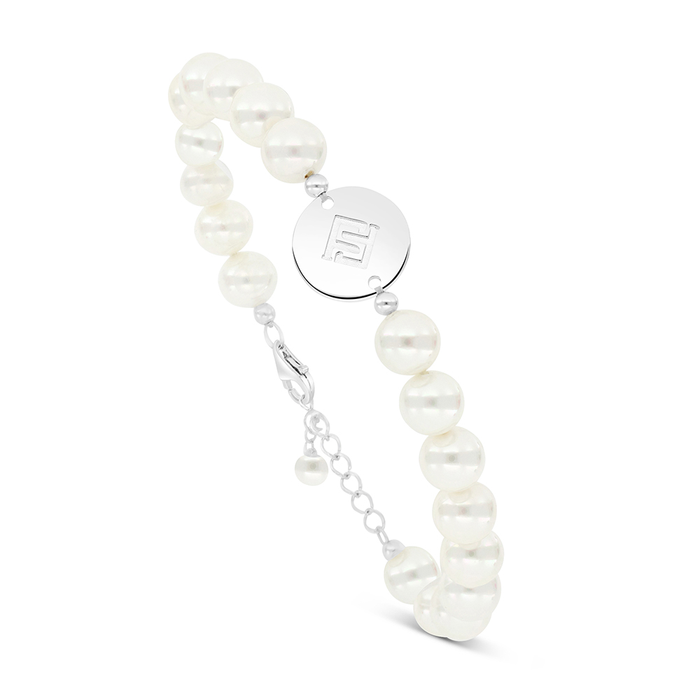 Sterling Silver 925 Bracelet Rhodium Plated Embedded With White natural Pearl