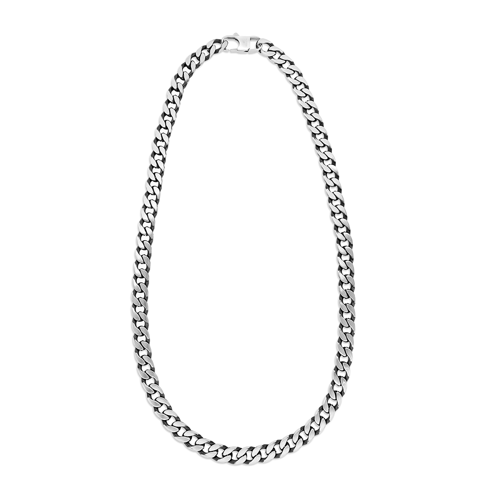 Stainless Steel Necklace, Rhodium And Black Plated For Men' 304L