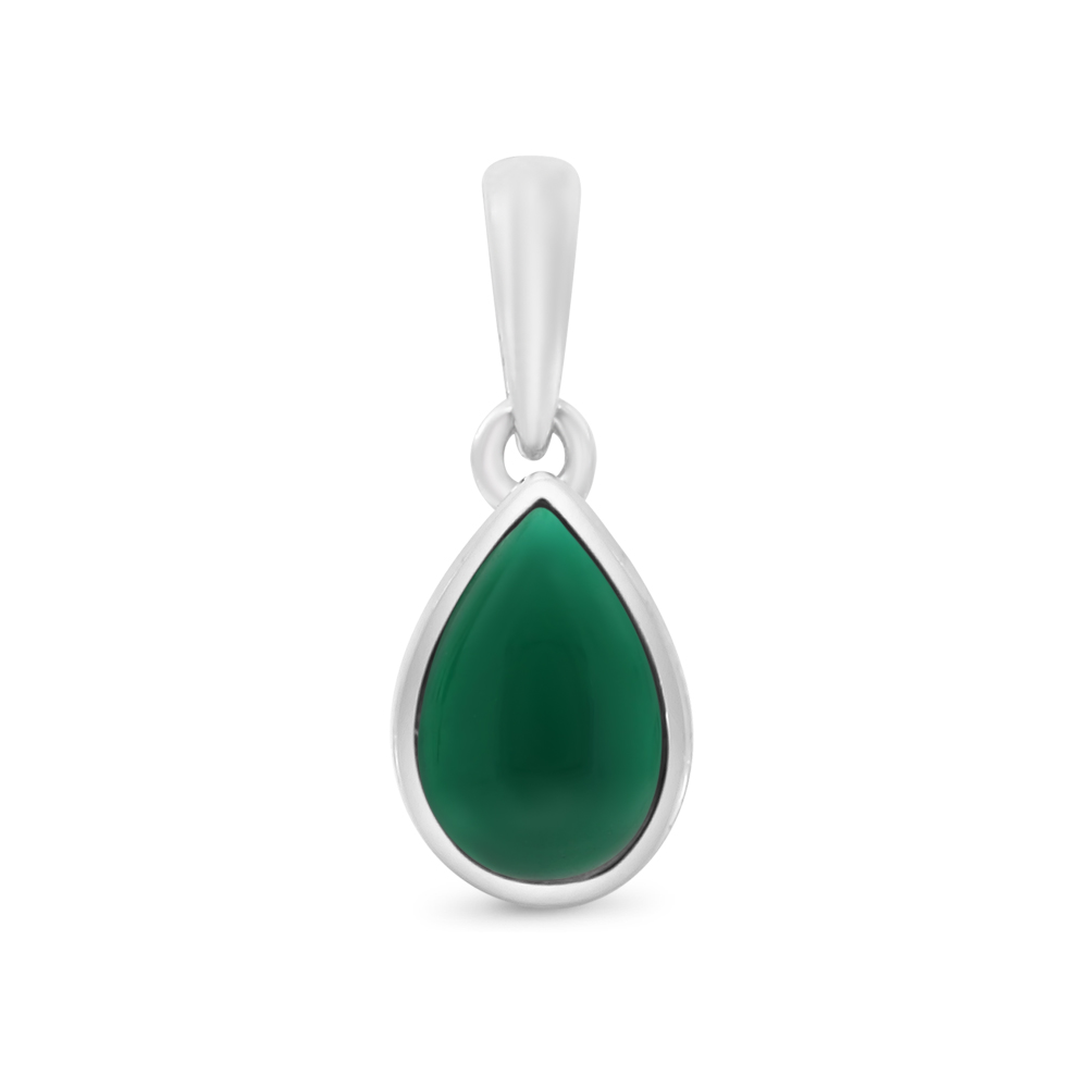 Sterling Silver 925 Pendant Embedded With Natural Green Agate