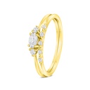 Sterling Silver 925 Ring (Twins) Gold Plated Embedded With White CZ