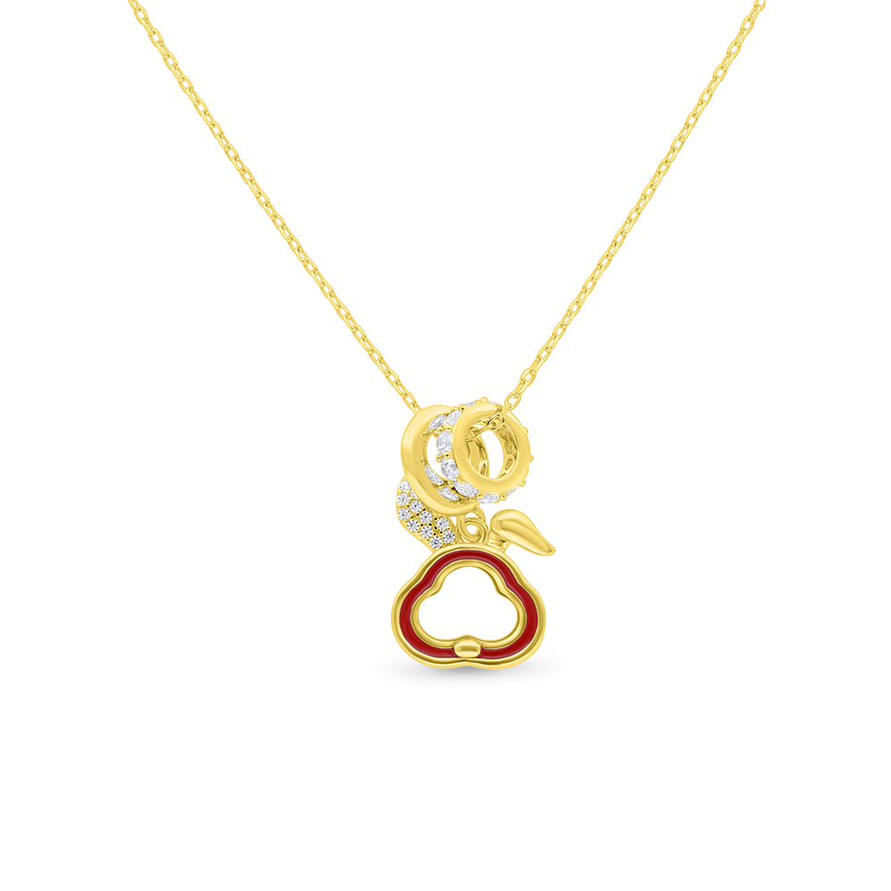 Sterling Silver 925 Necklace Gold Plated Embedded With White Shell And White  Zircon