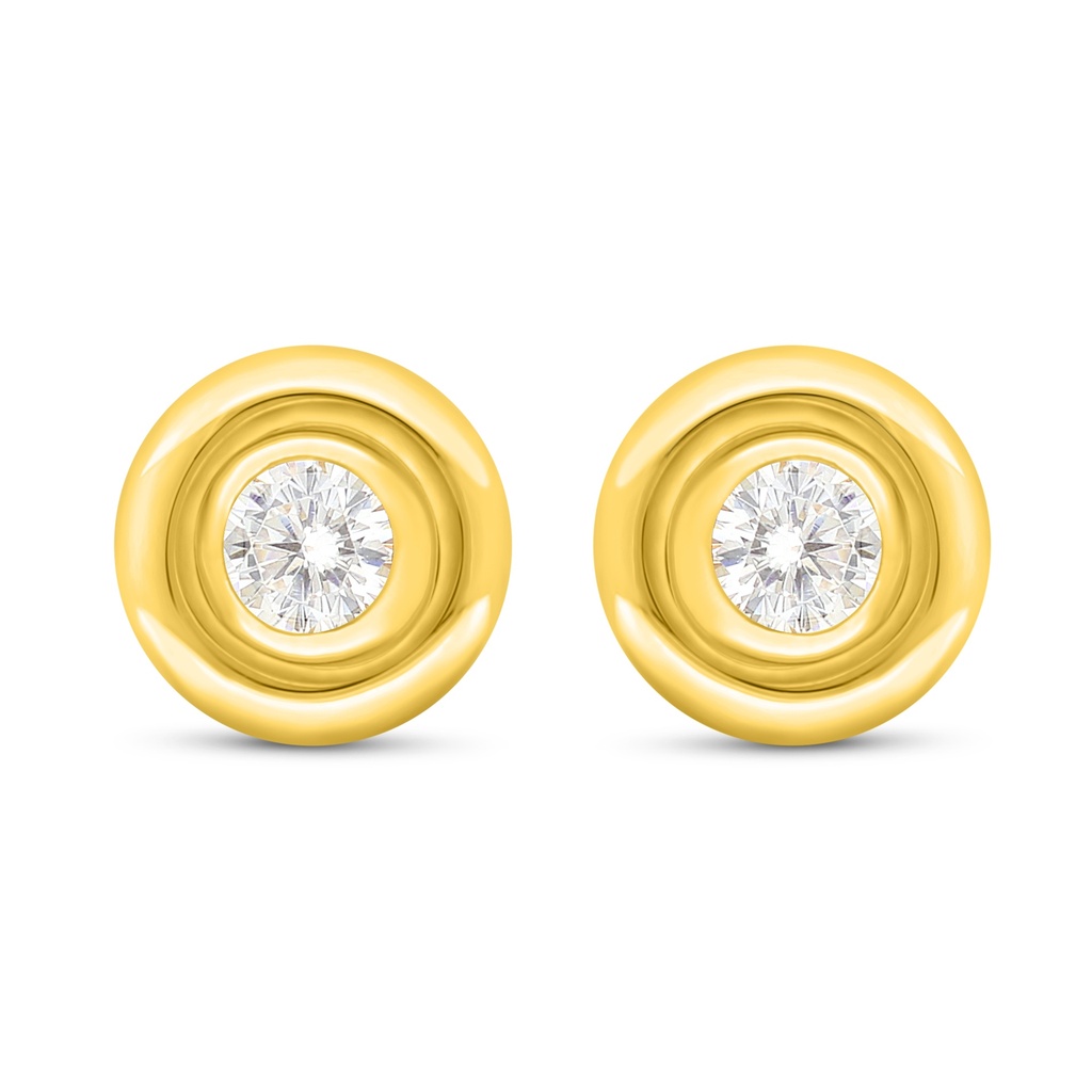 Sterling Silver 925 Earring Golden Plated Embedded With Diamond Color 