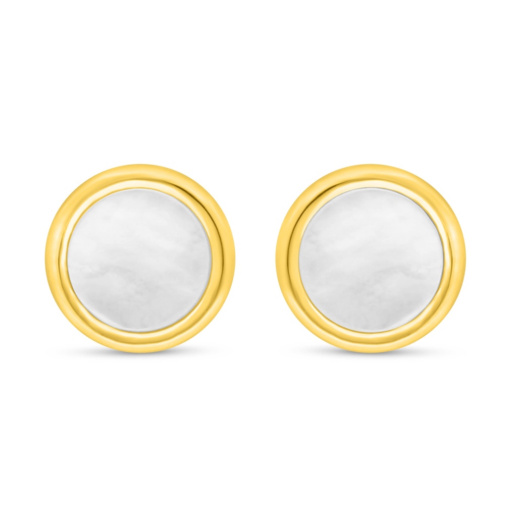 Sterling Silver 925 Earring Golden Plated Embedded With White Shell  