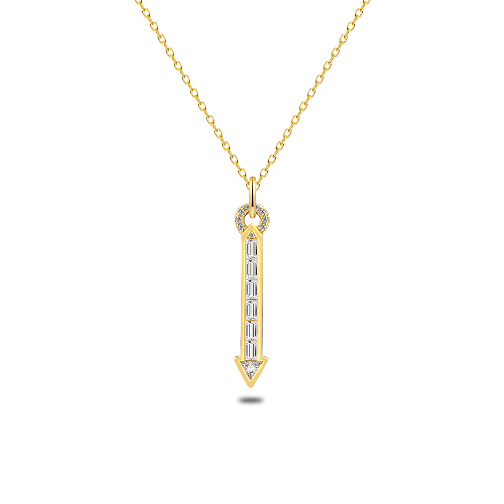 Sterling Silver 925 Necklace Golden Plated Embedded With White Zircon