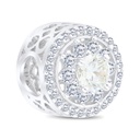 Sterling Silver 925 CHARM Rhodium Plated Embedded With Yellow Zircon And White CZ
