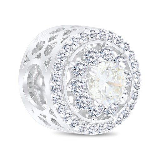 [PND01CIT00WCZA321] Sterling Silver 925 CHARM Rhodium Plated Embedded With Yellow Zircon And White CZ