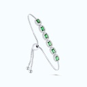 Sterling Silver 925 Bracelet Rhodium Plated Emerald