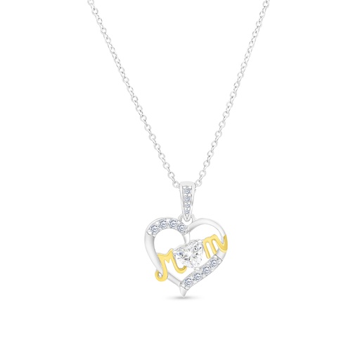 [PND28WCZ00000A273] Sterling Silver 925 Necklace Rhodium And Gold Plated Embedded With White CZ