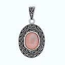 Sterling Silver 925 Pendant Natural Pink Shell Marcasite Stones