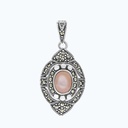 Sterling Silver 925 Pendant Natural Pink Shell Marcasite Stones