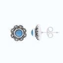 Sterling Silver 925 Earring Natural Processed Turquoise Marcasite Stones