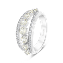خاتم من الفضة الخالصة عيار 925 مطلي روديوم زركون اصفر و فص ابيض