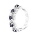 Sterling Silver 925 Ring Rhodium Plated Embedded With Tanzanite