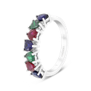 خاتم من الفضة الخالصة عيار 925 مطلي روديوم احجار ملونة 