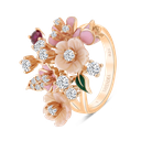 Sterling Silver 925 Ring Rose Gold Plated Natural pink Shell Ruby Corundum Enamel