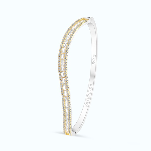 [BNG28WCZ00000A053] Sterling Silver 925 Bangle Rhodium And Gold Plated