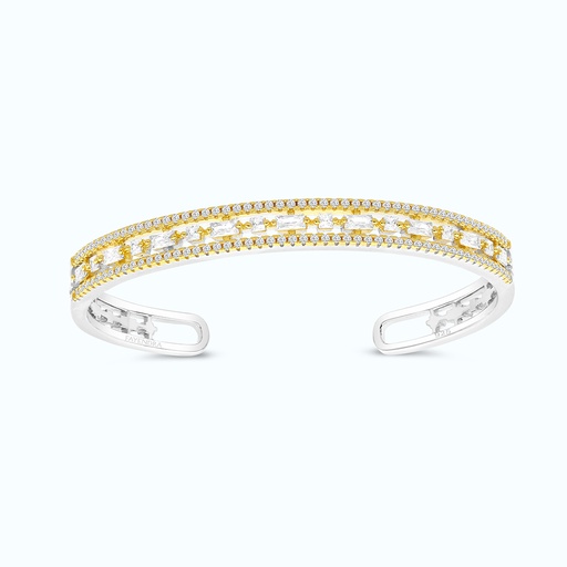 [BNG28WCZ00000A057] Sterling Silver 925 Bangle Rhodium And Gold Plated