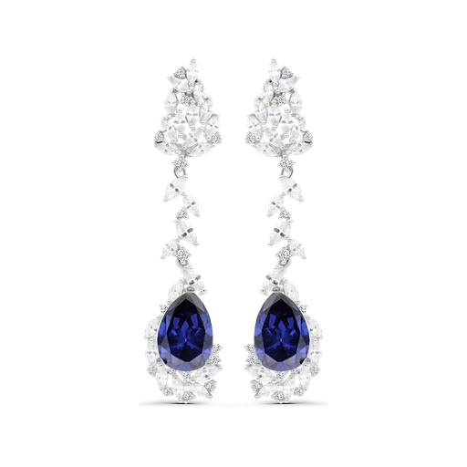 [EAR01TZT00WCZB377] Sterling Silver 925 Earring Rhodium Plated Embedded With Tanzanite