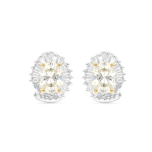 [EAR28CIT00WCZB381] Sterling Silver 925 Earring Rhodium Plated Embedded With Yellow Zircon