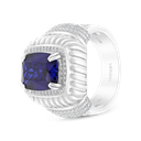 Sterling Silver 925 Ring Rhodium Plated Sapphire Corundum For Men