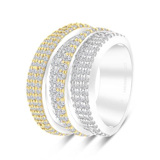 Sterling Silver 925 Ring Rhodium And Gold Plated