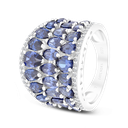 Sterling Silver 925 Ring Rhodium Plated Embedded With Tanzanite
