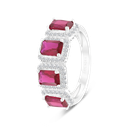 Sterling Silver 925 Ring Rhodium Plated Embedded With Ruby Corundum
