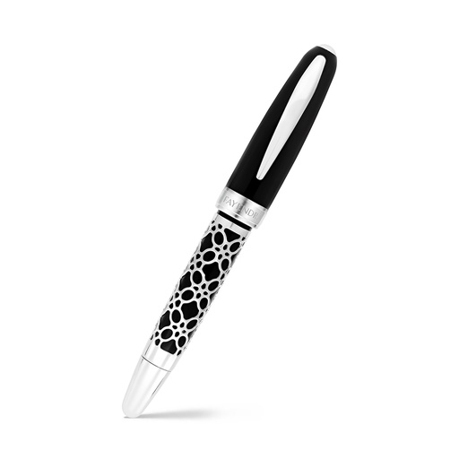 [PEN09BLK01000A002] Fayendra Pen Silver plated Black resin