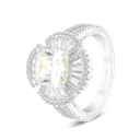 Sterling Silver 925 Ring Rhodium Plated Embedded With Yellow Zircon