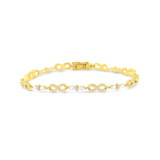 [BRC02WCZ00000A802] Sterling Silver 925 Bracelet Gold Plated And White CZ