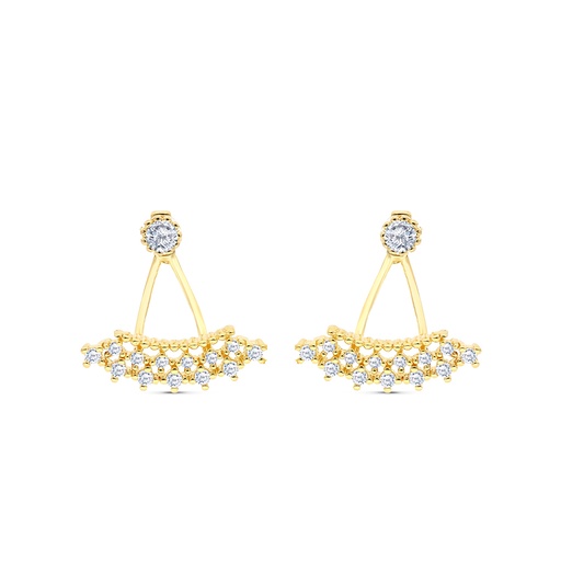 [EAR02WCZ00000B609] Sterling Silver 925 Earring Gold Plated And White CZ