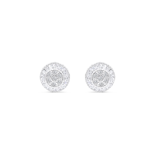 [EAR01WCZ00000B612] Sterling Silver 925 Earring Rhodium Plated And White CZ