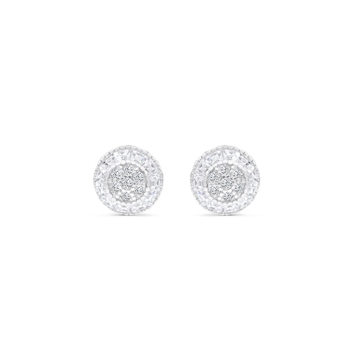[EAR01WCZ00000B617] Sterling Silver 925 Earring Rhodium Plated And White CZ